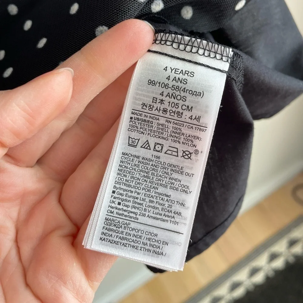 Baby Gap Toddler Girl Flocked Tulle Dress - Black Polka Dot - Size 4 Years - NWT